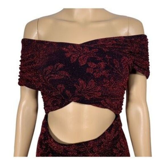 House Of Harlow X Revolve Lynette Jumpsuit Garnet Red Black Floral Size Small - Picture 3 of 8